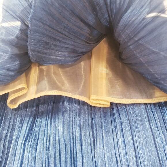 Tarik Ediz  Strapless Tiered Peplum Blue Shiny Mini Dress - Picture 10 of 12